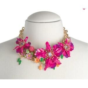 Betsey Johnson Gold Plated Garden Floral Bib Necklace